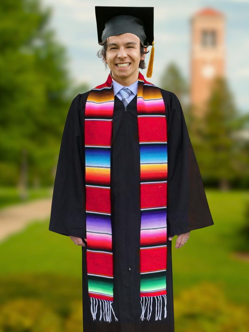 Del Mex Mexican Serape blanket Graduation Stole Sash Latino Hispanic (Red) - Image 3